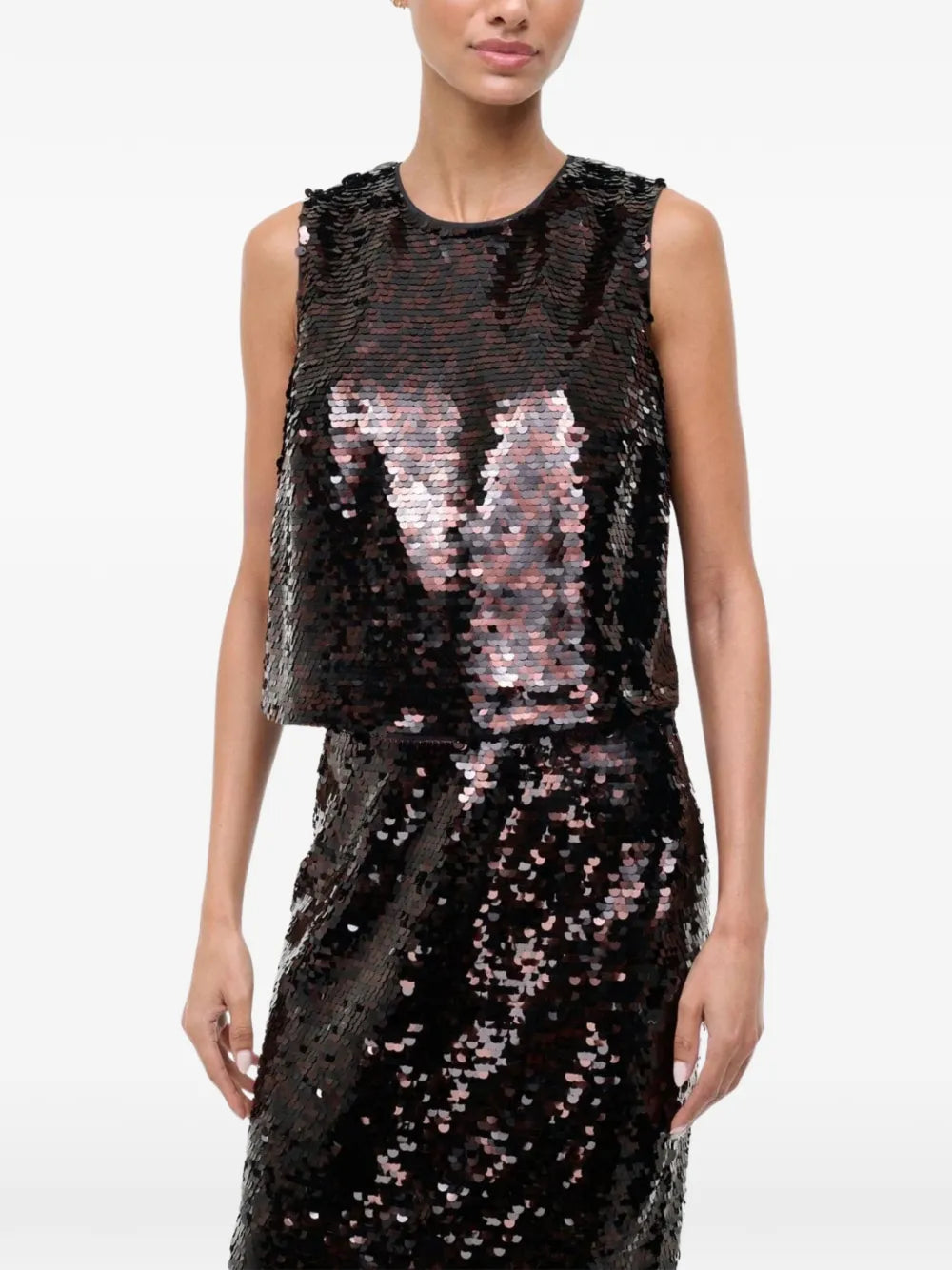 The Seraphina Tank in Espresso/Black displayed elegantly against a festive backdrop, ideal for holiday gatherings.