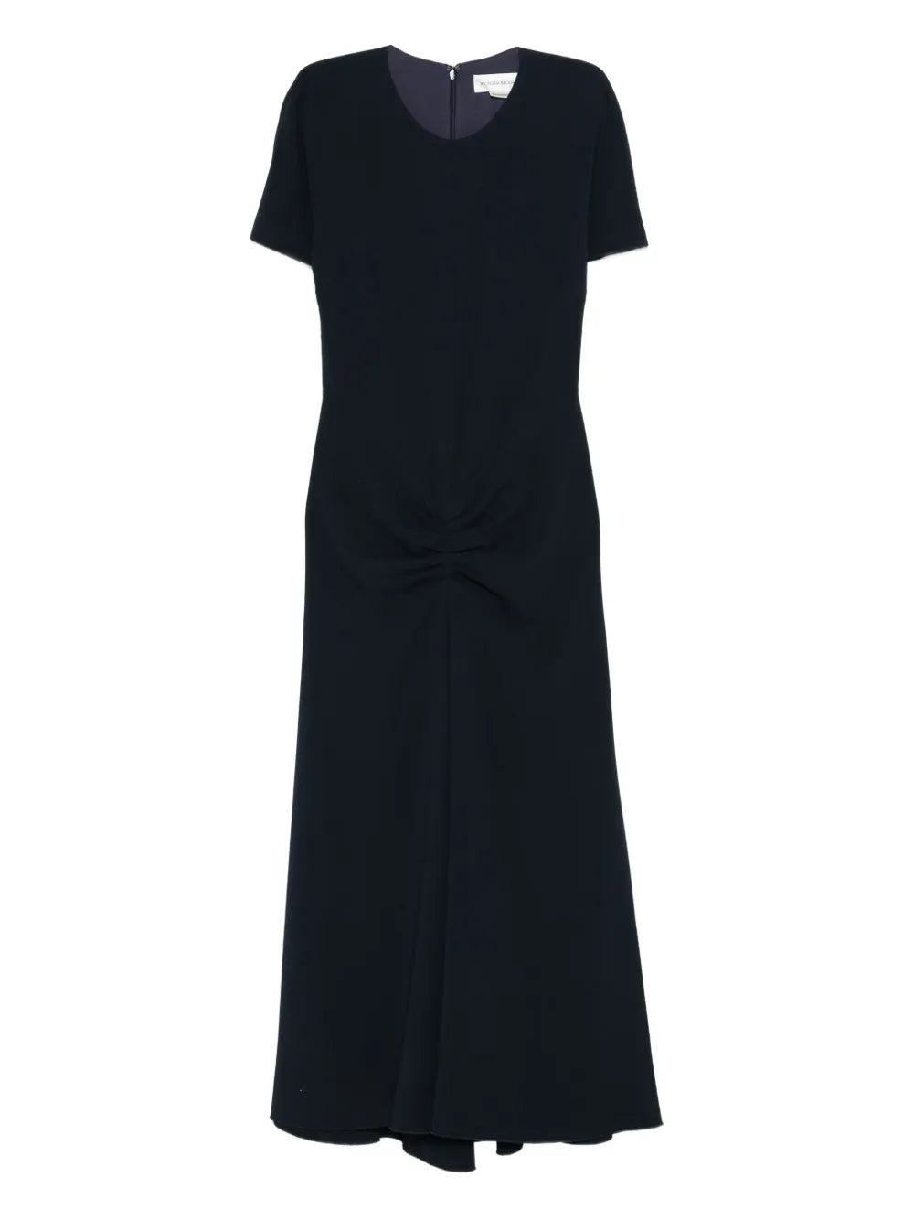 Gathered Detail Dress in Navy by Victoria Beckham showcasing the elegant S-shaped waistline.