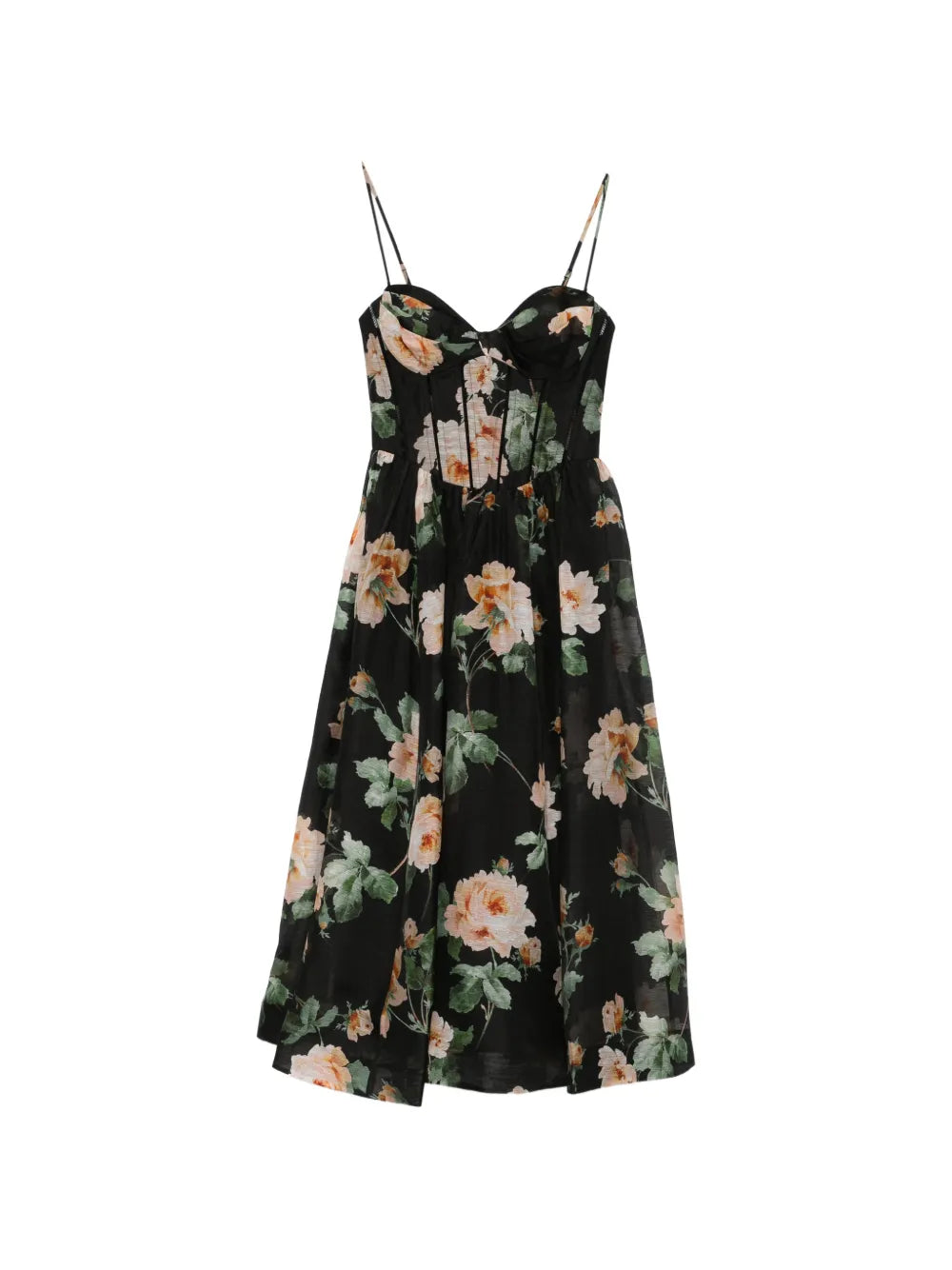 Luna Corset Midi Dress - Black Rose  ZO