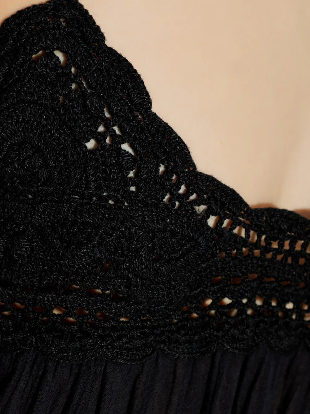 Ulla Johnson Linnea Coverup Dress in Noir - displayed on a model to illustrate the fit and elegance of the coverup.