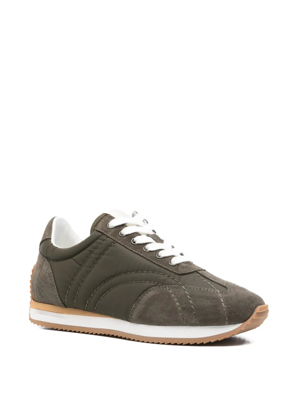 Interior view of Sport Sneakers in Olive showcasing the comfortable foam midsole and luxurious insole.