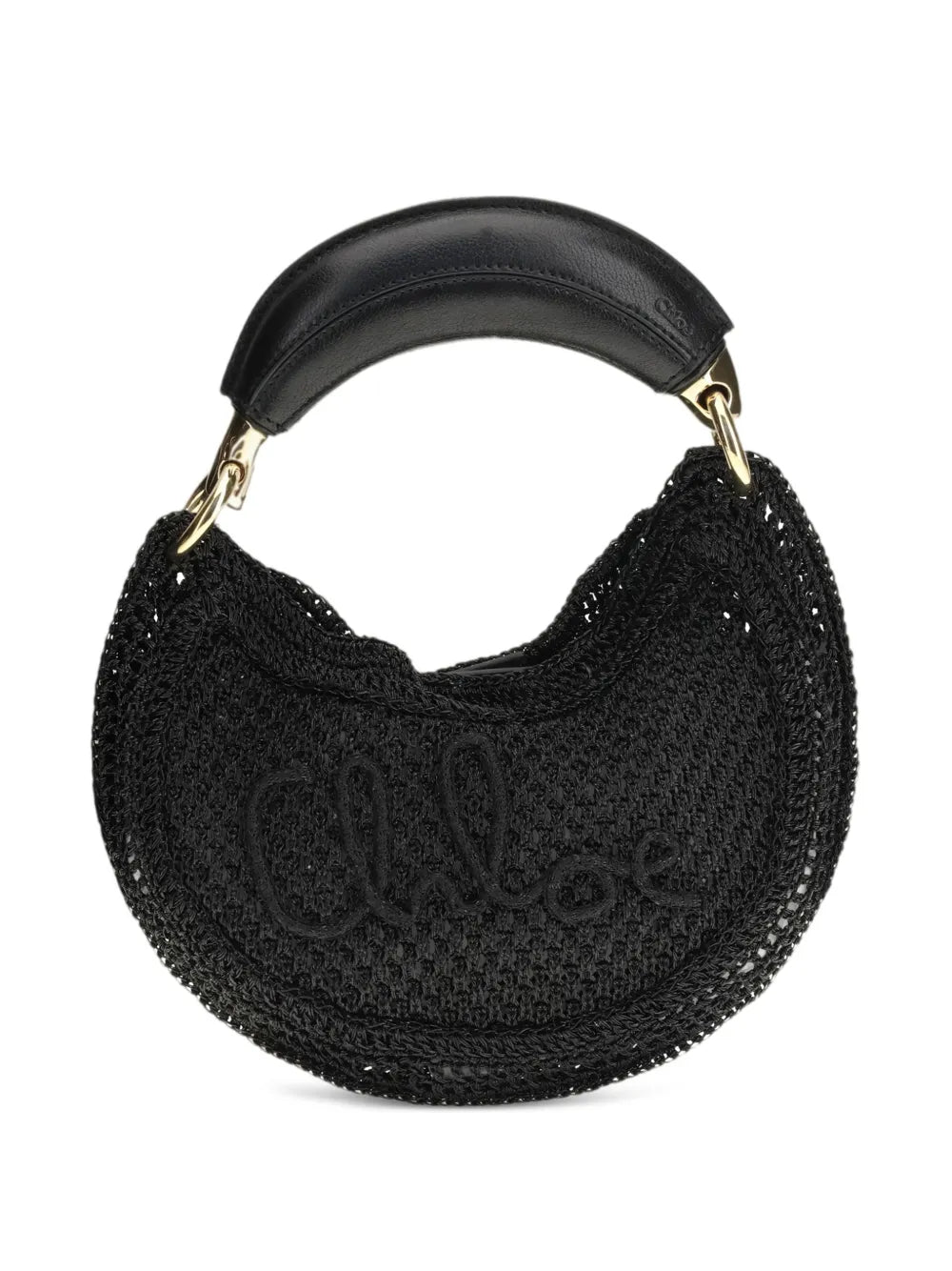 Mini Summer Banana Hobo Bag in Black by Chloé showcasing its unique banana-shaped handle and stylish glitter crochet design.