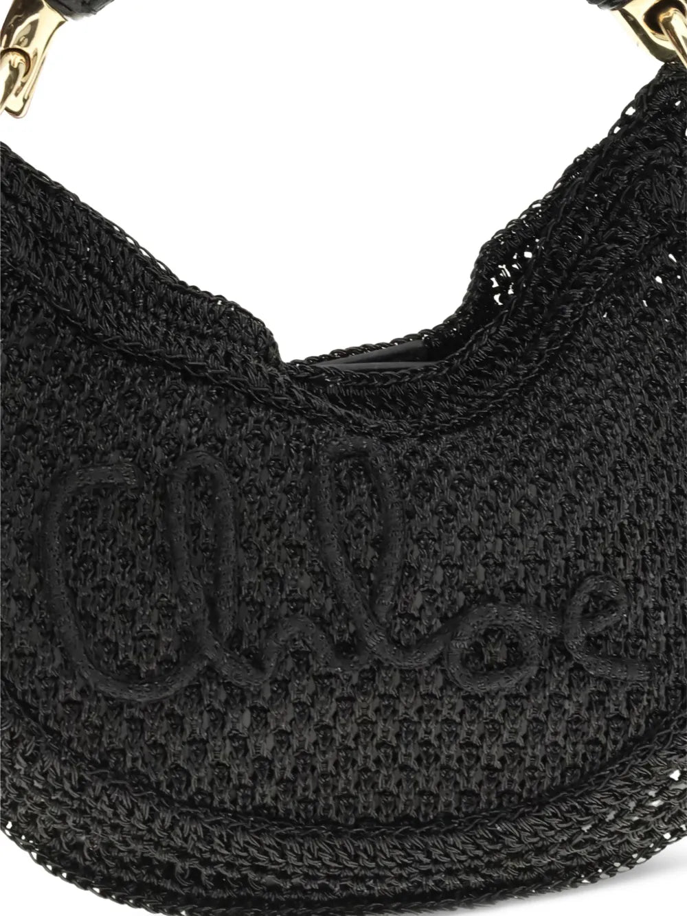 The Mini Summer Banana Hobo Bag in Black laid flat, showcasing its dimensions and luxurious materials, ideal for everyday use.