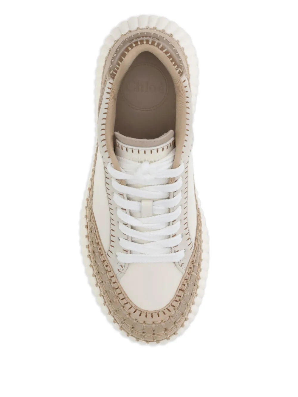 Stylish Chloé Nama Wedge Sneaker in Soft Powder, perfect for casual outings and elevating your fashion game.