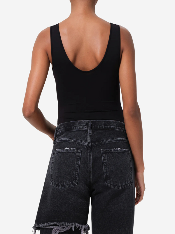 Back view of the Agolde Tora Tank Bodysuit in Black, showing its minimalist design.