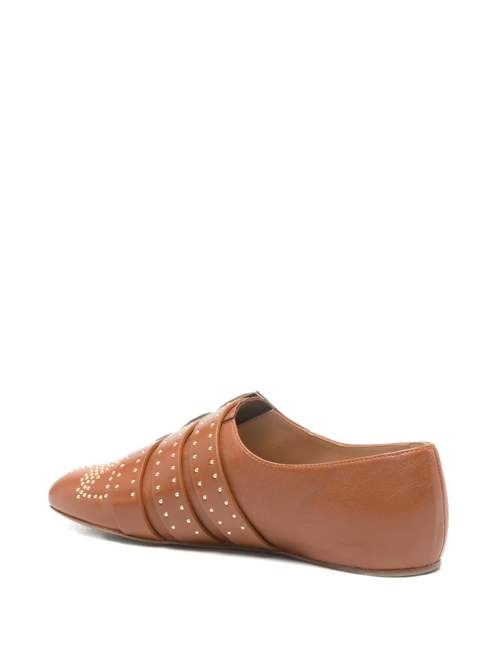 Chloé Susan Flat in Ginger Brown side view highlighting its elegant design.