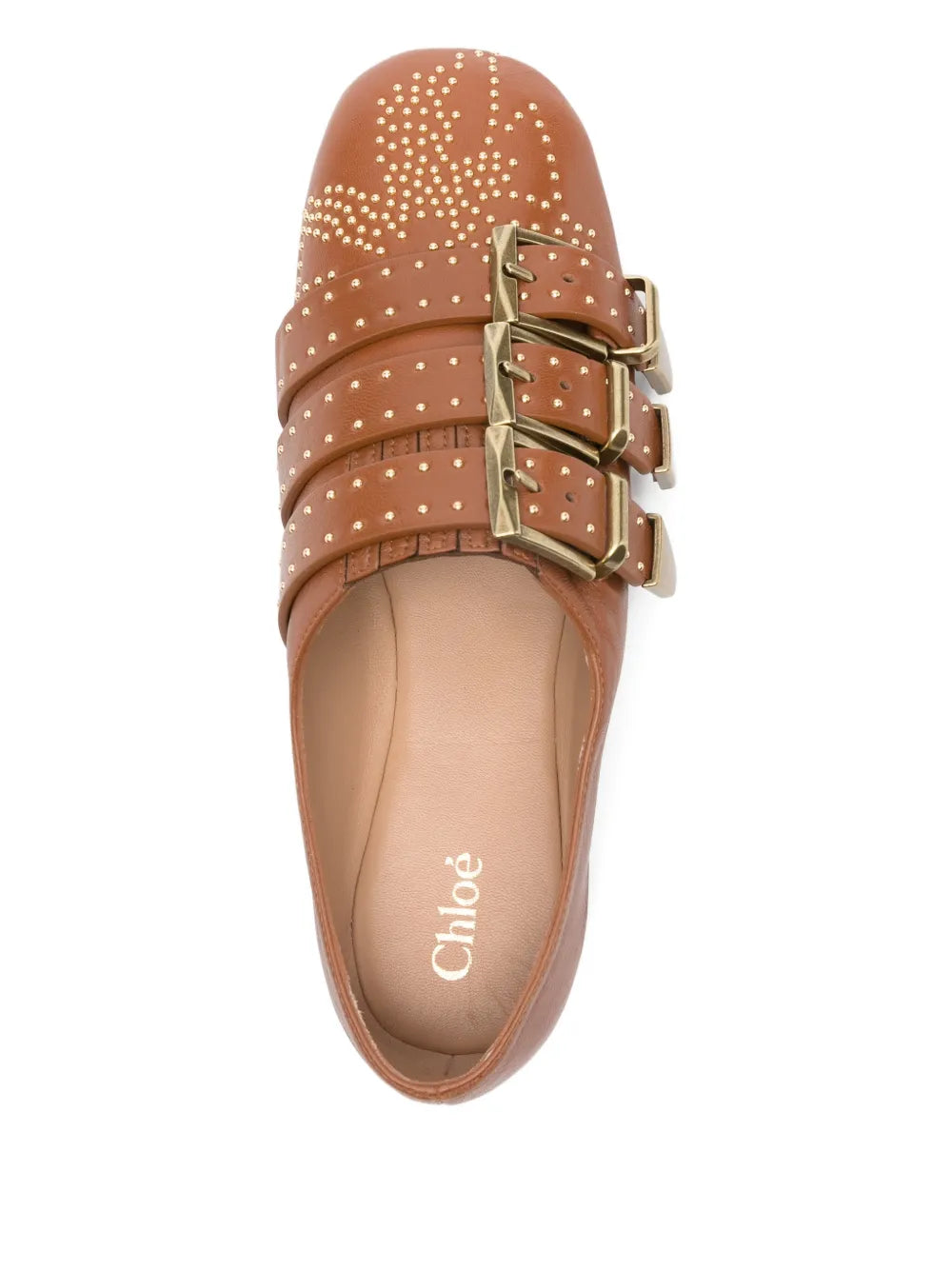 Elegant Susan Flat in Ginger Brown from Chloé, made from 100% leather, perfect for any outfit.