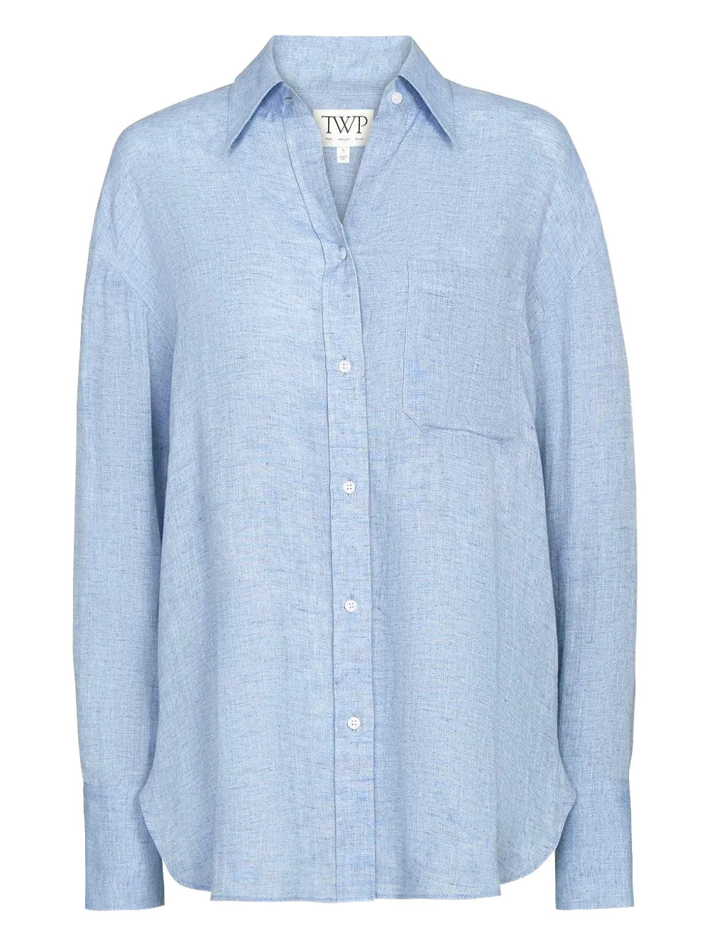 Big Joe Shirt in Light Indigo - Stylish oversized button down shirt with distressed hemp fabric