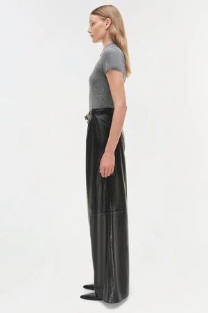 Styled outfit featuring Kobie Wide Leg Leather Pant in Black, perfect for fashion enthusiasts.