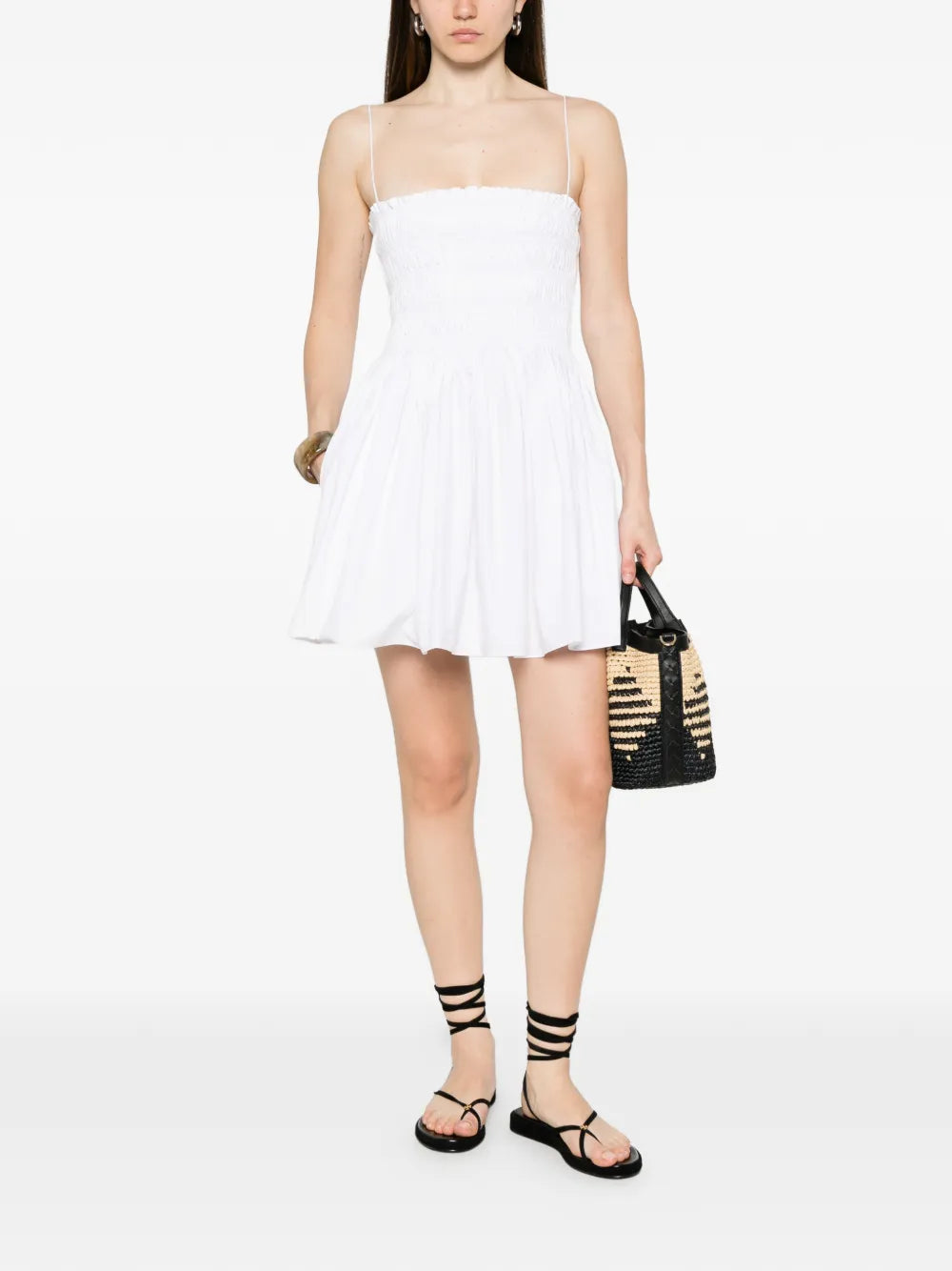 Matteau Women's White Shirred Bodice Mini Dress