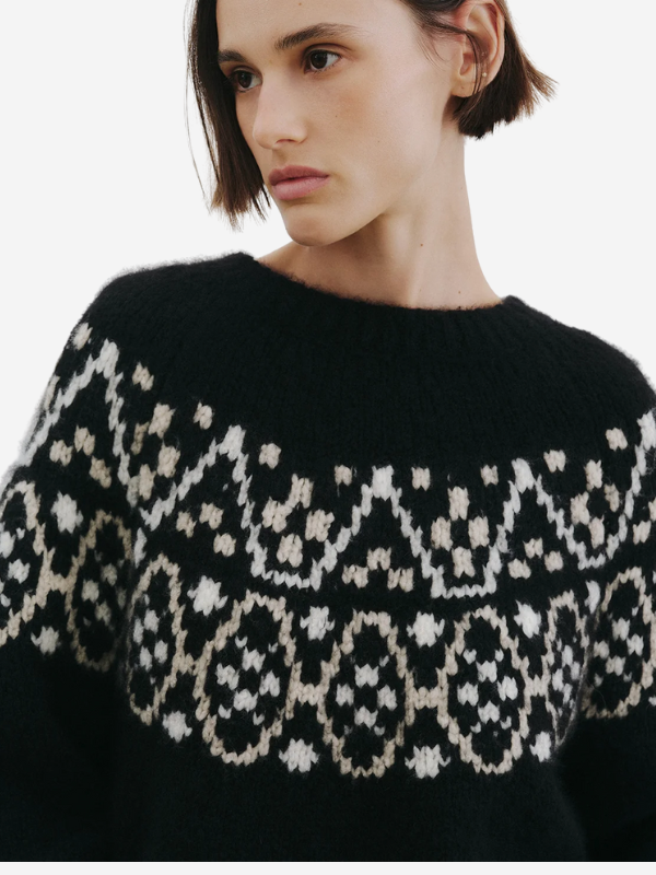 Nili Lotan Chrissy Sweater in Black - Front view displaying versatile styling options for casual wear