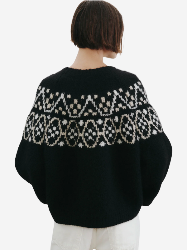 Nili Lotan Chrissy Sweater in Black - A stylish women's pullover sweater made of cashmere and silk