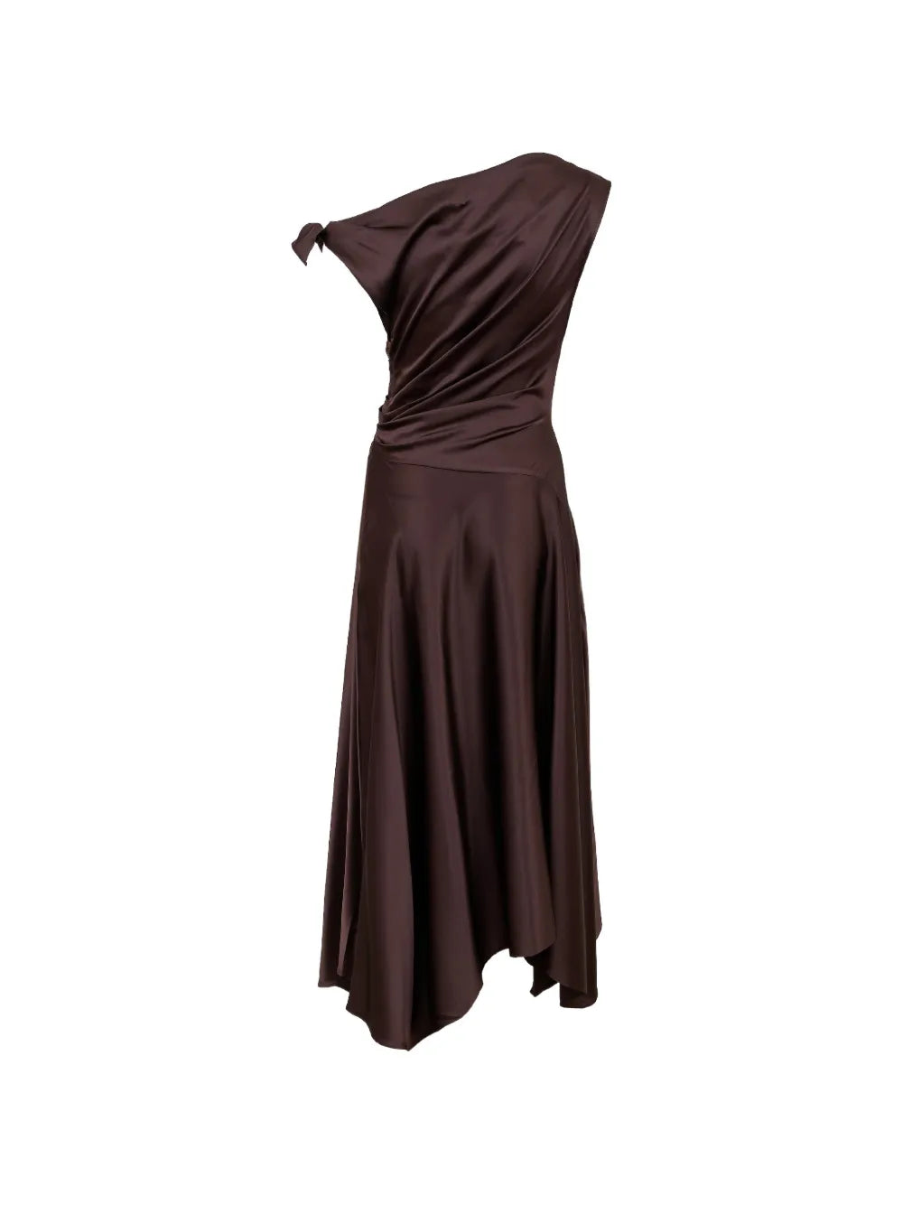 STAUD - Portia Silk-Blend Midi Dress - Brown - US 0