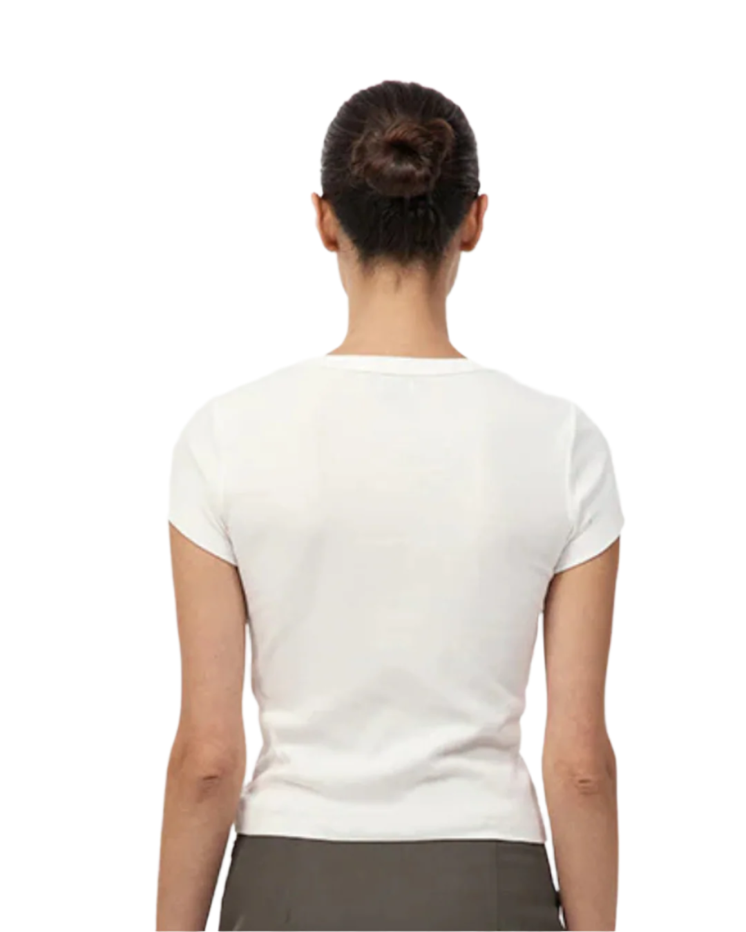 Close-up of the fabric of the Organic Cotton Baby Tee in White from St. Agni, highlighting its soft texture made of 100% organic cotton.