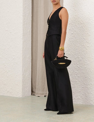 Back view of Hypnotic Flare Pant in Black, highlighting the elegant design and fit from Zimmermann's Fall 2025 Collection.