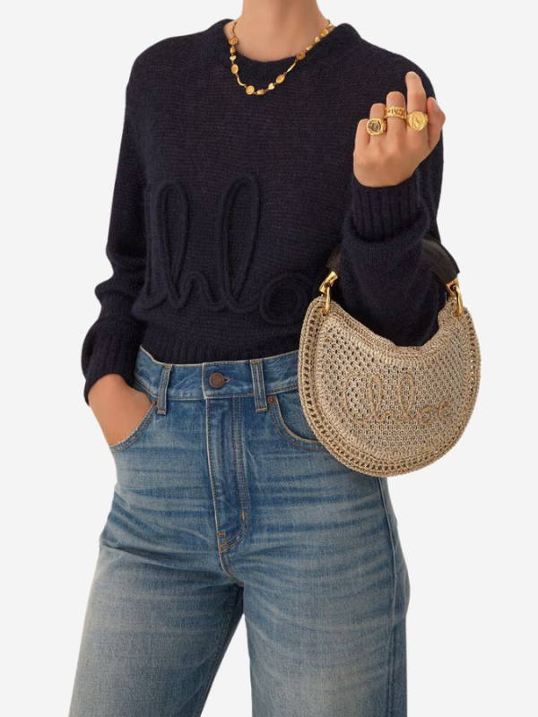 Mini Summer Banana Hobo Bag in Silver displayed elegantly, made from a blend of viscose, nylon, and buffalo leather, a chic choice for fashion lovers.