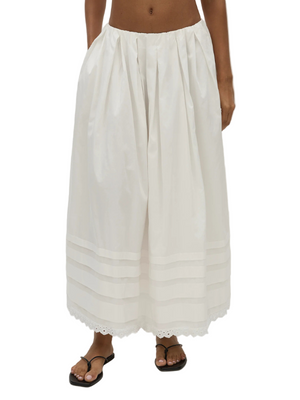 Ruth Skirt in White by FaithFull - styled outfit with matching Thea Top for a complete look.
