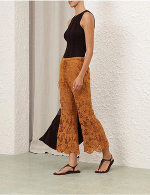 Coco Lace Flare Pant in Biscuit