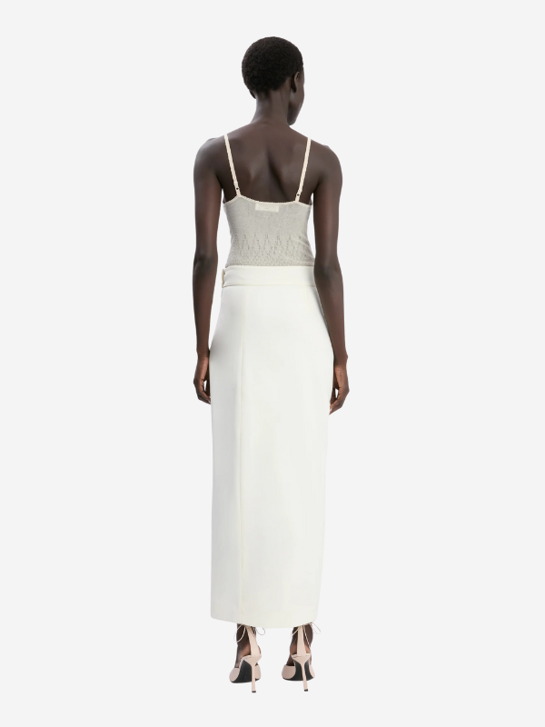 Back view of the Split Detail Skirt in Ivory from Victoria Beckham, emphasizing the stylish fit and luxurious material.