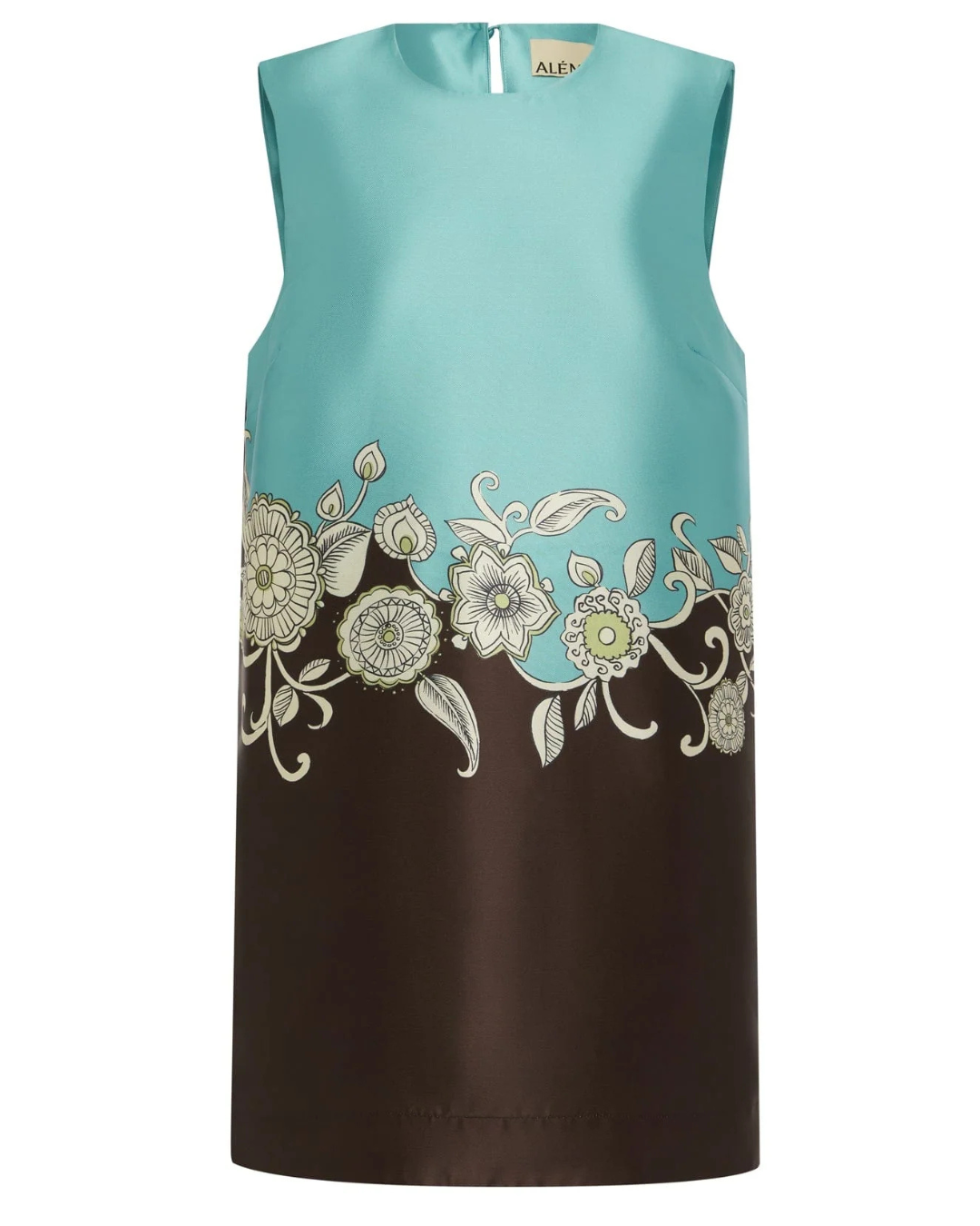 Elegant Gia Mini Dress in Multi showcasing a round neck collar and rear button closure - perfect multi color mini dress for fashionable occasions.