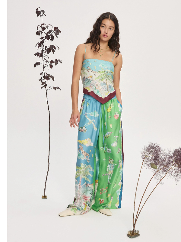 Daria Silk Scarf Top in Multi