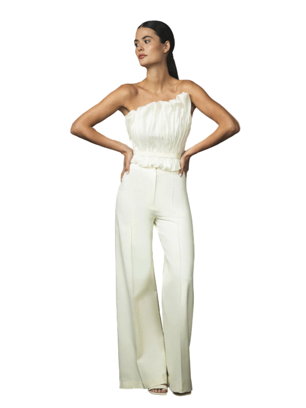 Close-up view of the Auroras in Off White highlighting the soft sheen and luxurious satin faced organza fabric.