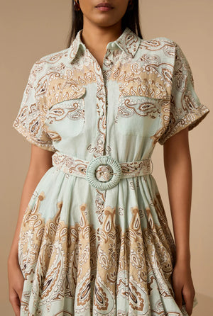 Navi Short Dress in Blue Brown