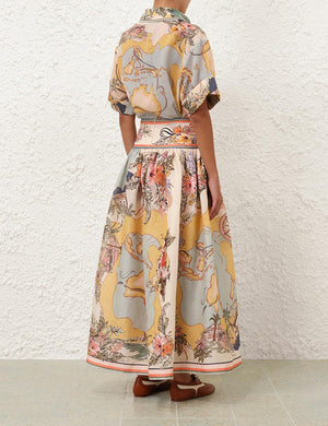 Tallow Midi Skirt in Nautical Map