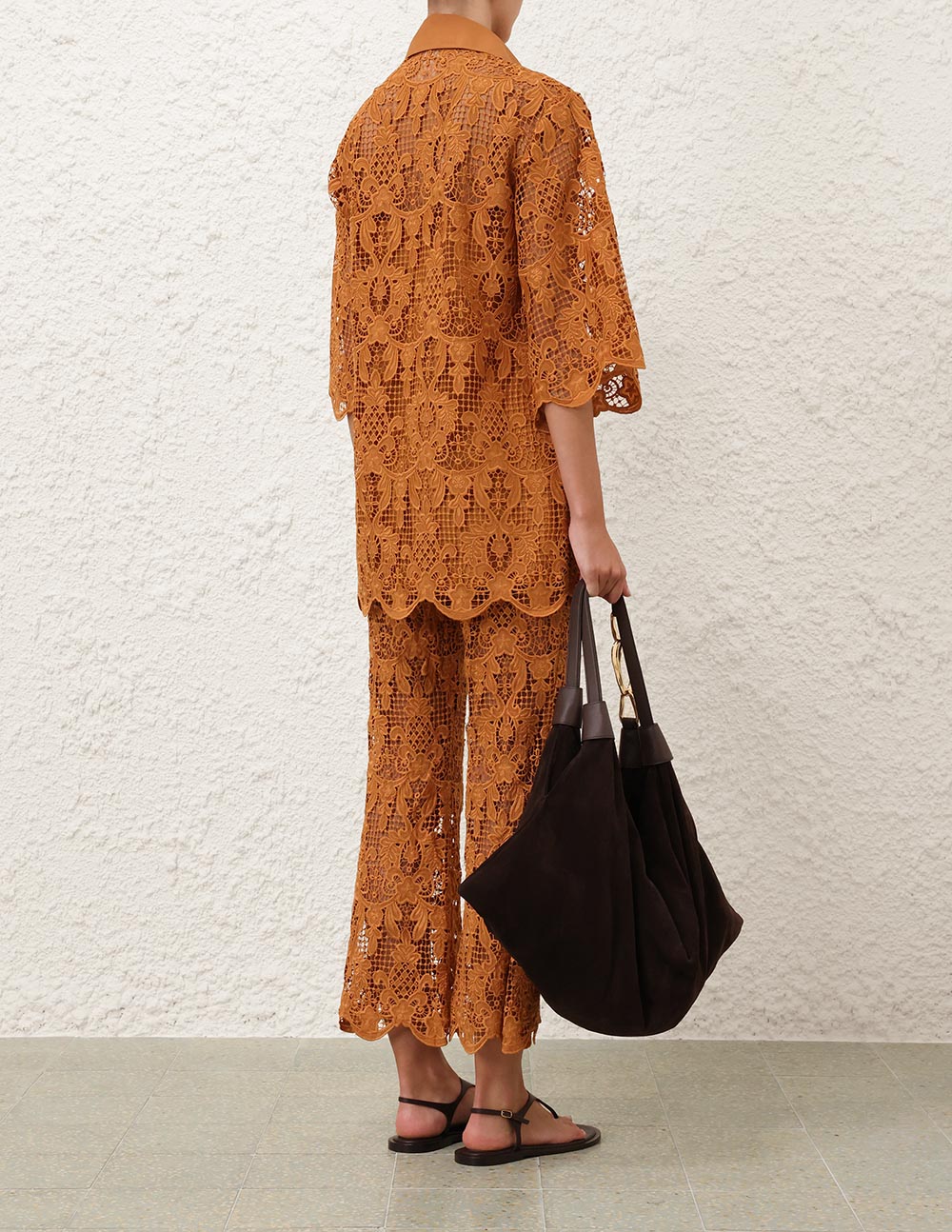 The Coco Lace Tunic Top in Biscuit