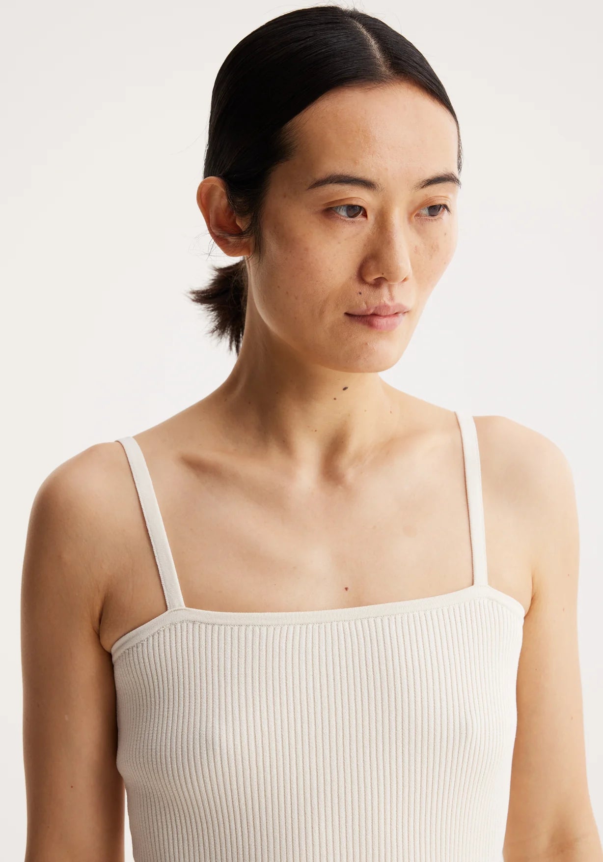 Square Shaped Knitted Tank Top in Off-White