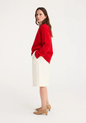 Wool Cashmere Crew Neck Sweater in Red