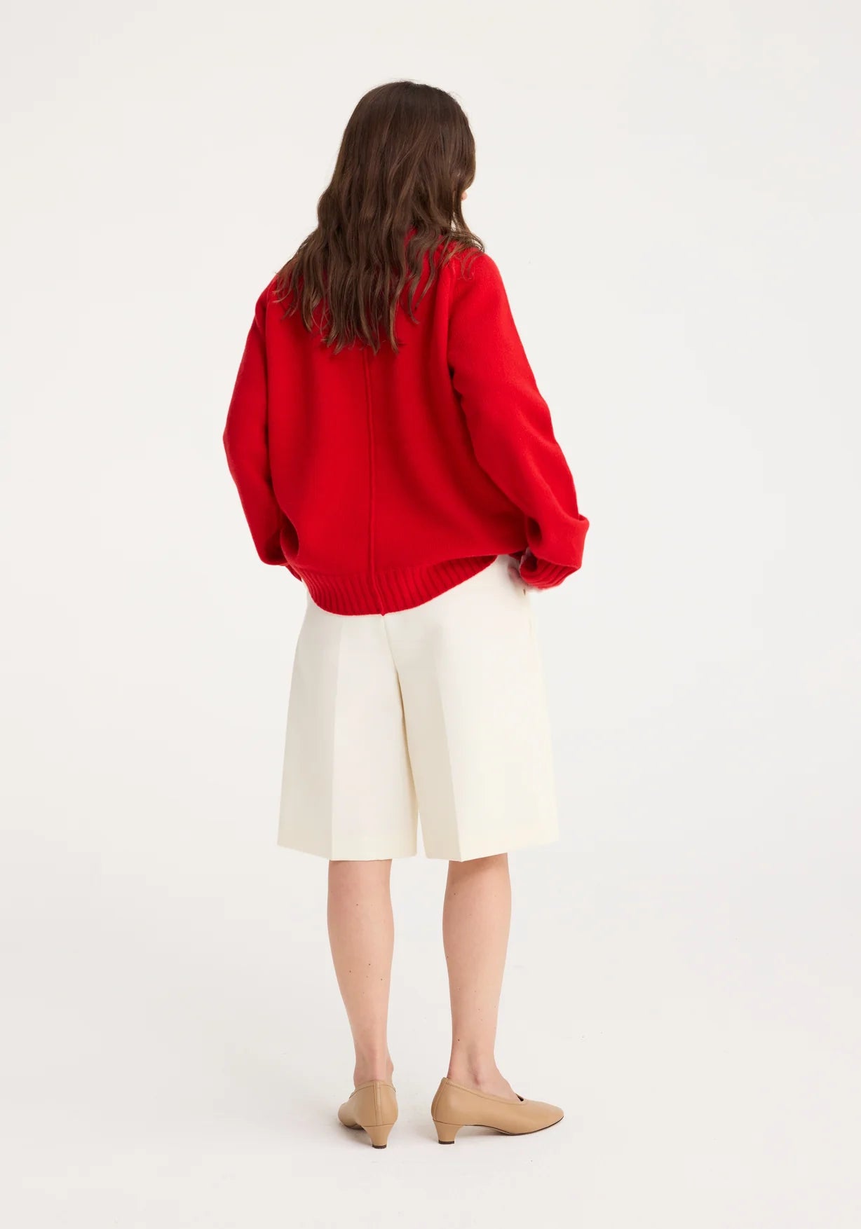 Wool Cashmere Crew Neck Sweater in Red