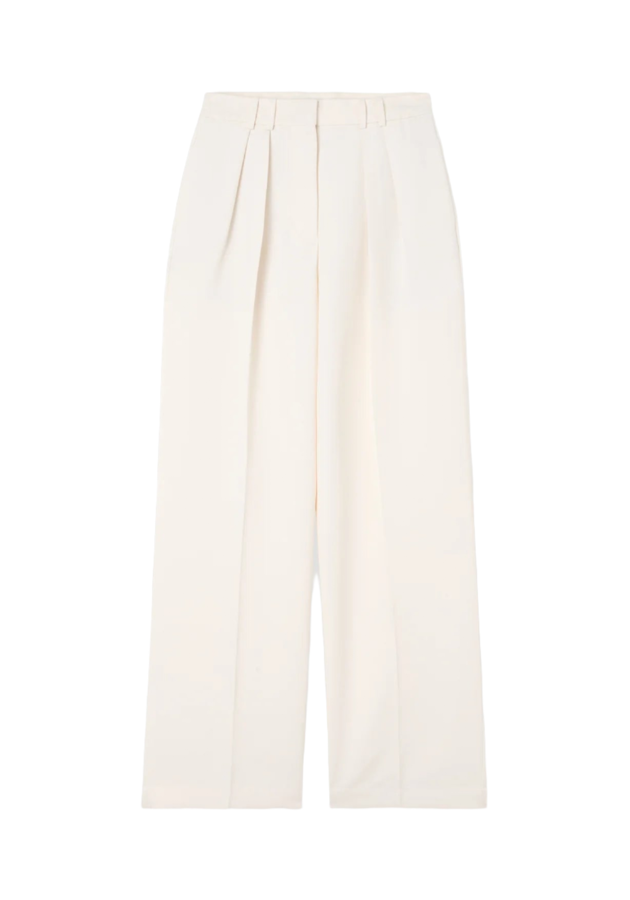 High-waisted Pleated Wide Leg Trousers in Off White