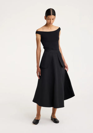 A-line External Pocket Skirt in Black