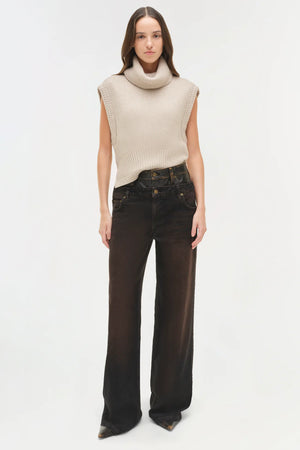 Flat lay of the Maple Wool Cashmere Top in Oatmeal, showcasing its luxurious wool-cashmere blend and neutral color.