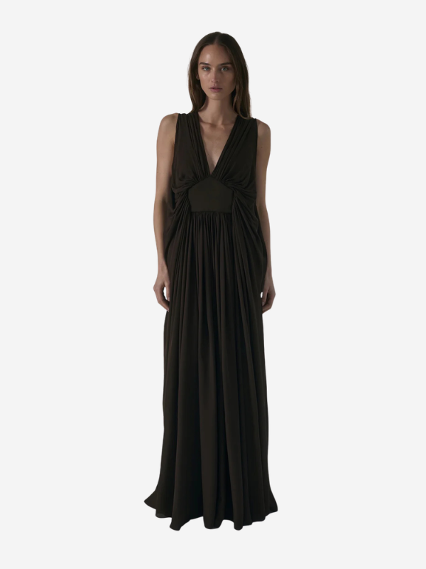 side dressing tobacco EMILIE Stretch Suede Dress in D2604C - Indy Shoe in