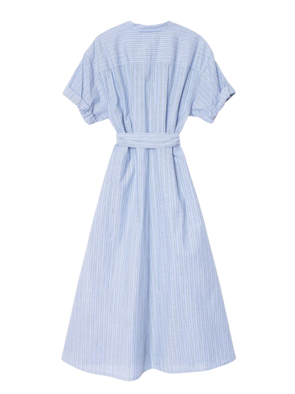 Liora Dress - Chambray Teal Stripe L