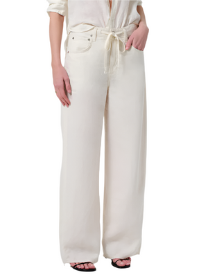 Brynn Drawstring Linen Trouser in Vanilla