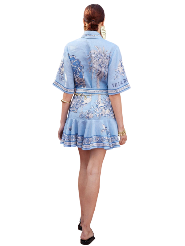 Villa Romantica Mini Dress in Blue