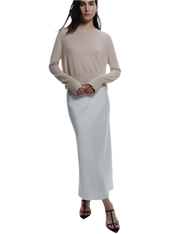 Talia Charmeuse Maxi Skirt in Ivory
