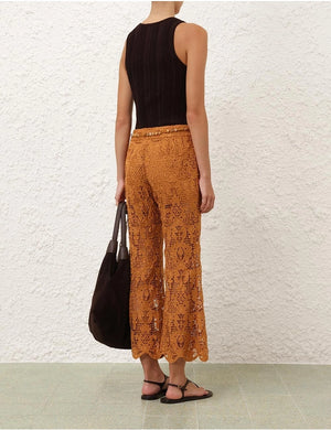 Coco Lace Flare Pant in Biscuit