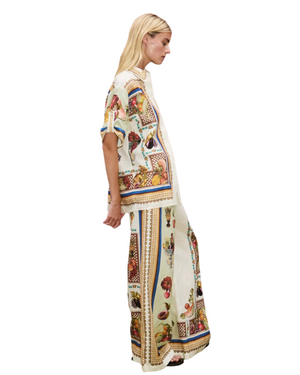Side view of Mercado Pant in Multi - Trendy casual multi pants by Alemais, made of 100% European linen, perfect for relaxed outings.