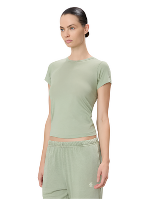 Fitted Crewneck Short Sleeve T-Shirt in Sage
