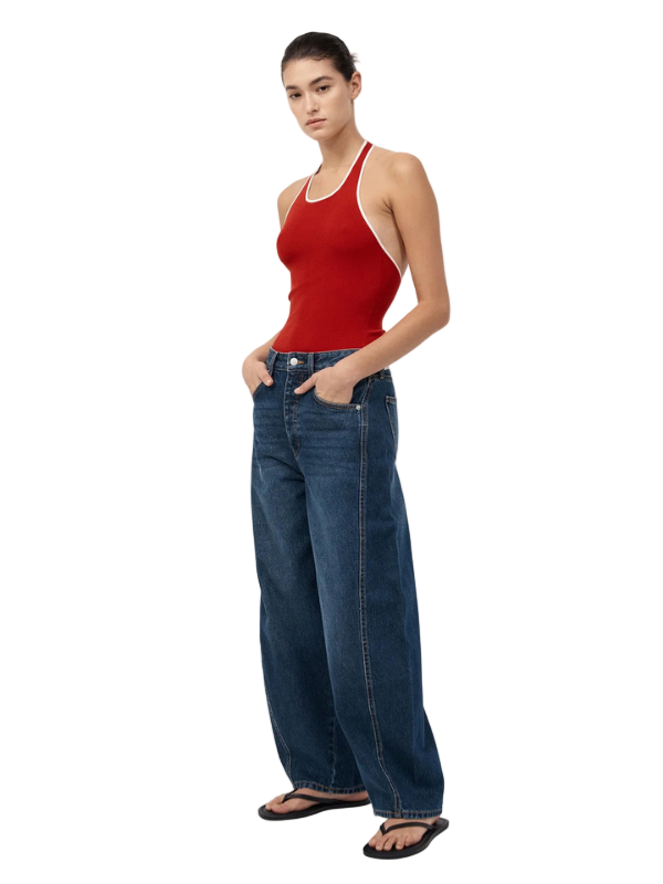 Fine Line Halter Top in Red