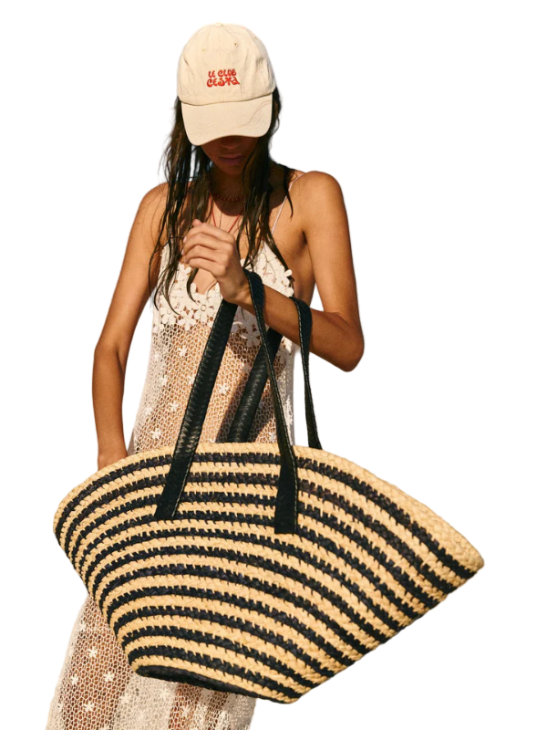 Taco Tote in Natural/Black Breton Stripe