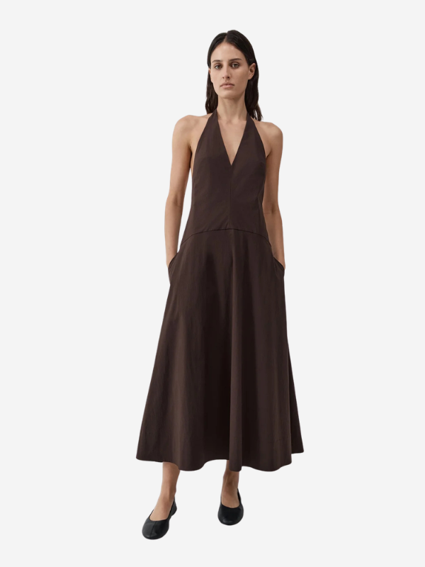 st agni halter plunge dress St. Women's - Brown - Size L size: 32