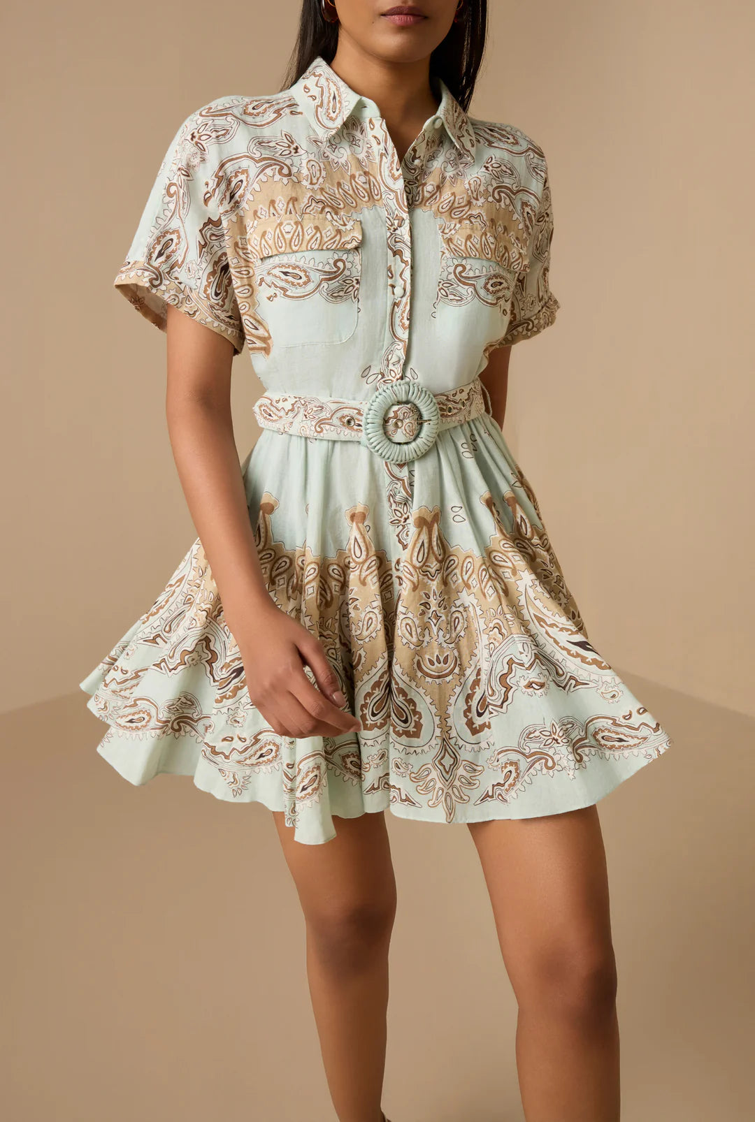 Navi Short Dress in Blue Brown