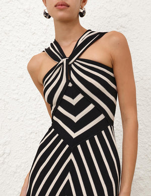 Illuminate Halter Dress in Black/Cream