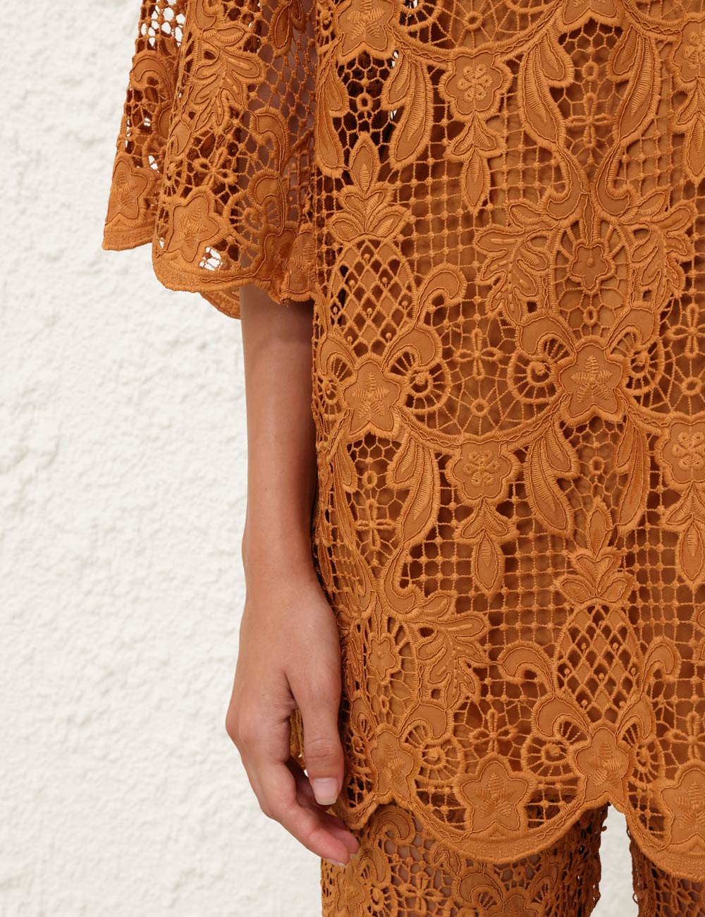 The Coco Lace Tunic Top in Biscuit