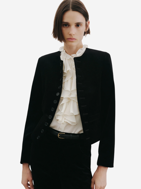 Slightly sheer fabric of the Lily Blouse in Ivory, designed by Nili Lotan.